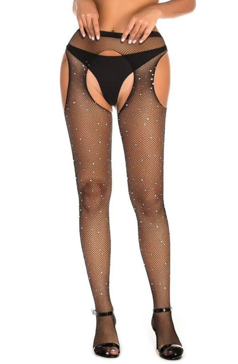 YesX YX850 Sparkly Fishnet Black