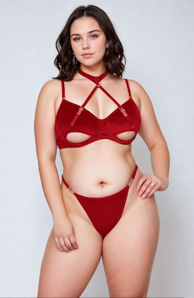 YesX YX872Q Hollow Cut Halter Bra Set Up To 2XL