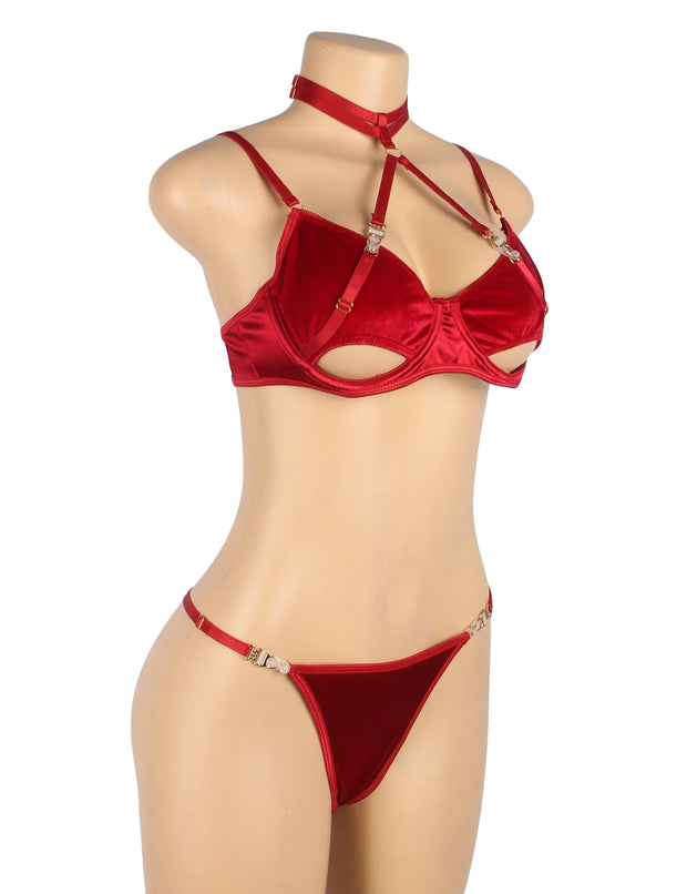 YesX YX872Q Hollow Cut Halter Bra Set Up To 2XL