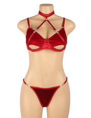 YesX YX872Q Hollow Cut Halter Bra Set Up To 2XL