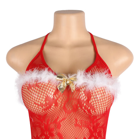 YesX YX879 Christmas Sexy Red Bodystocking