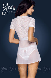 YesX YX169 3pc Gown,panty & Belt White