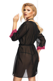 Flavia Dressing Gown Black/Pink